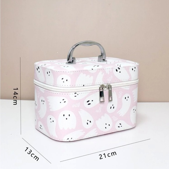 SHEIN Halloween Pink Ghost Makeup Vanity Mirror Cosmetic Bag Case - Picture 7 of 12